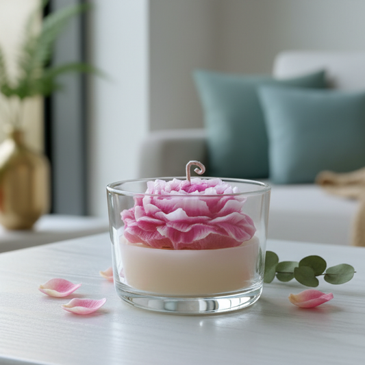 Handmade Peony Carved Candle