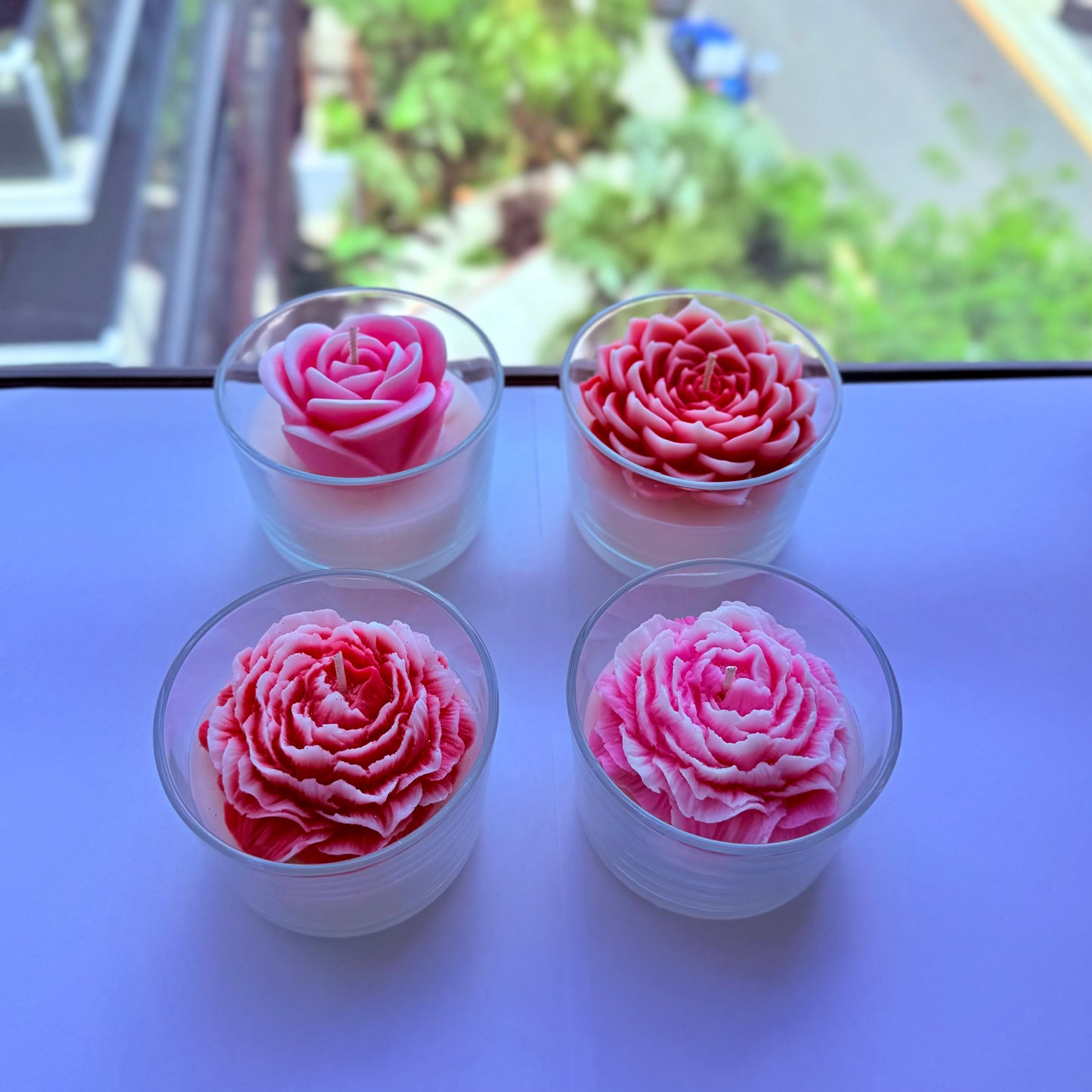 Handmade Peony Carved Candle