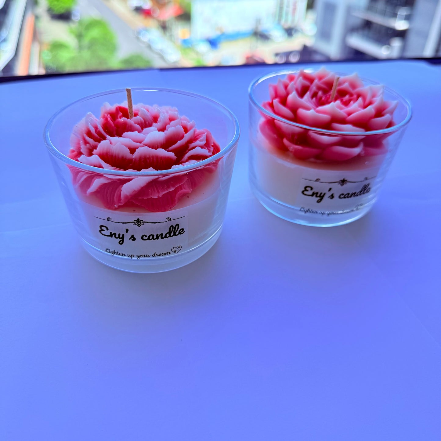 Handmade Peony Carved Candle