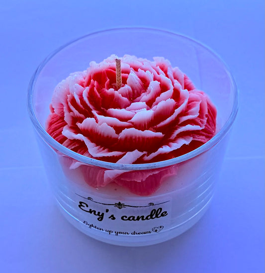 Handmade Peony Carved Candle