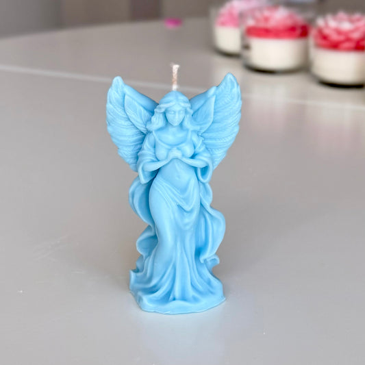 Blue Angel Carved Candle